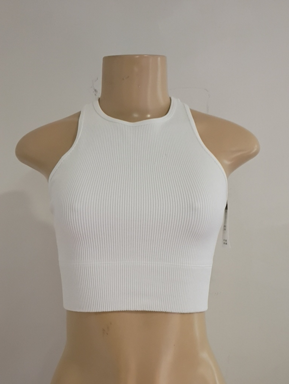 Gilly Hicks White Ribbed Halter Crop Top